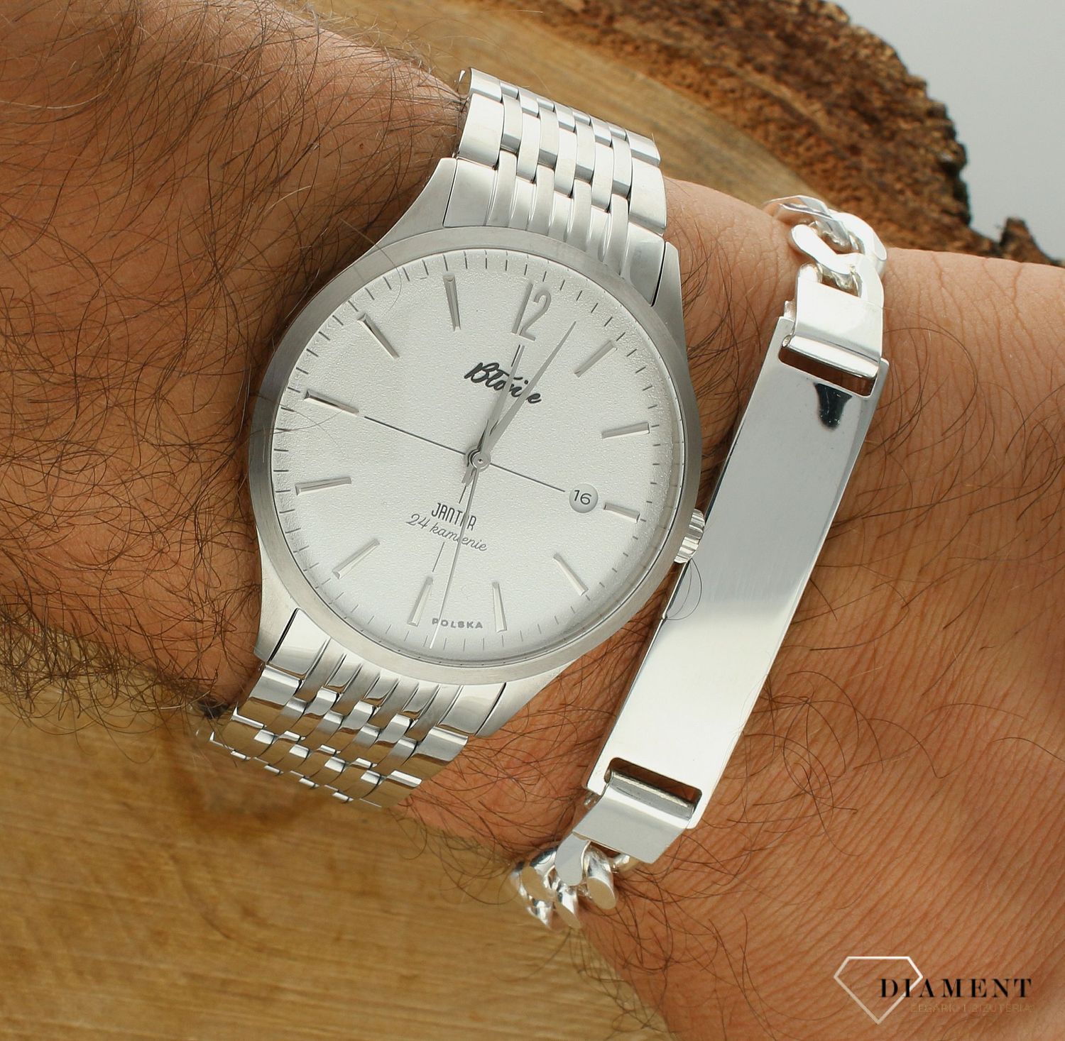 Polski zegarek automatyczny męski Błonie Jantar Szron⌚ Grawer na zegarku gratis 🔝 Męski zegarek na bransolecie klasyk🎁Prezent na Walentynki ❤️Prezent na Święta🤗 Największy wybór polskich zegarków w sklepie zegarki-diament.jpg